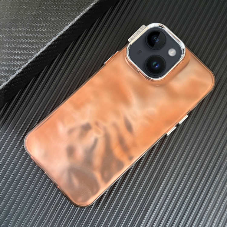 

For iPhone 15 3D IMD Water Ripple TPU + Acrylic Electroplated Phone Case(Orange)