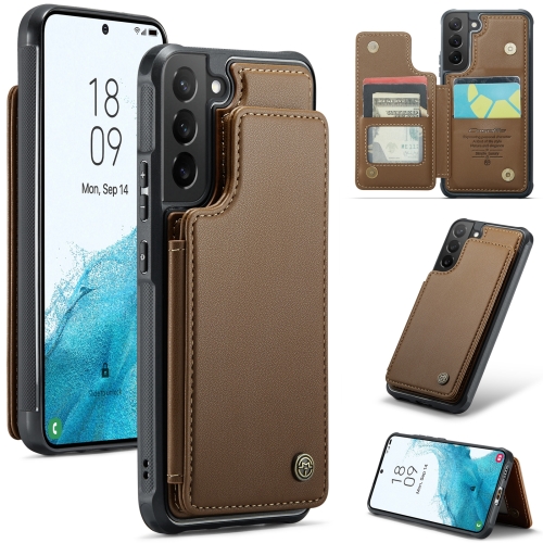 

For Samsung Galaxy S22 5G CaseMe C22 Card Slots Holder RFID Anti-theft Phone Case(Brown)