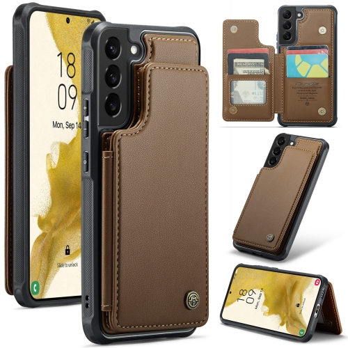 

For Samsung Galaxy S22+ 5G CaseMe C22 Card Slots Holder RFID Anti-theft Phone Case(Brown)