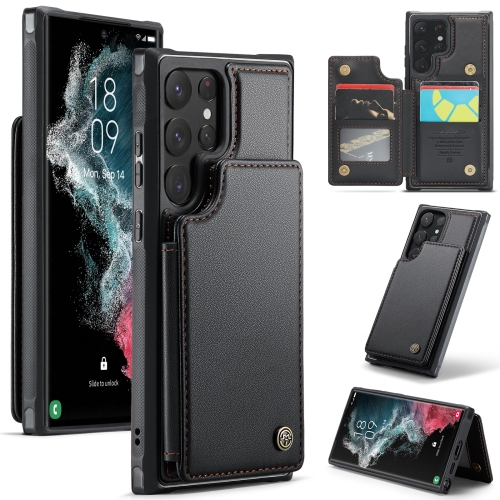 

For Samsung Galaxy S22 Ultra 5G CaseMe C22 Card Slots Holder RFID Anti-theft Phone Case(Black)