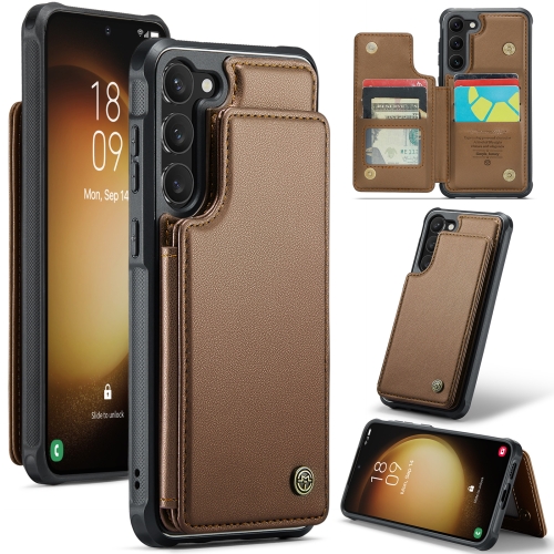 

For Samsung Galaxy S23+ 5G CaseMe C22 Card Slots Holder RFID Anti-theft Phone Case(Brown)