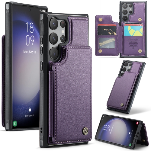 

For Samsung Galaxy S23 Ultra 5G CaseMe C22 Card Slots Holder RFID Anti-theft Phone Case(Purple)
