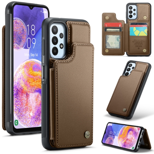 

For Samsung Galaxy A23 CaseMe C22 Card Slots Holder RFID Anti-theft Phone Case(Brown)