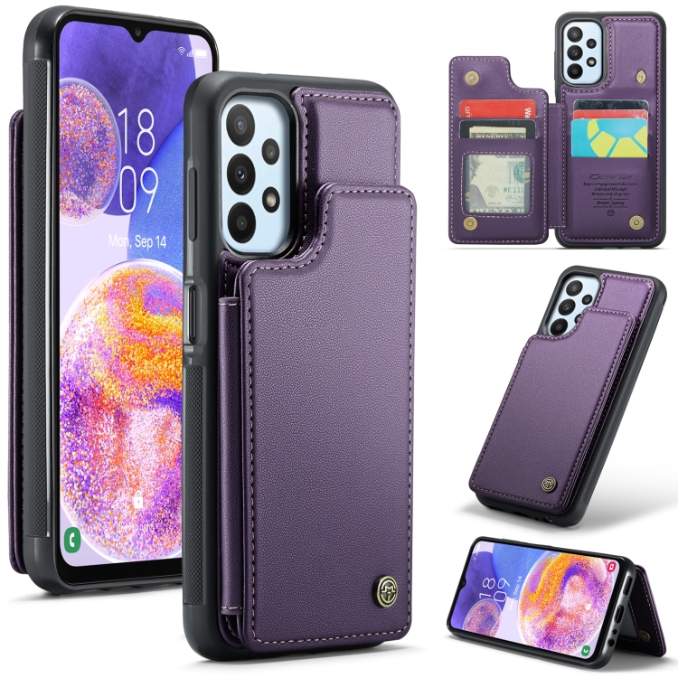 

For Samsung Galaxy A23 CaseMe C22 Card Slots Holder RFID Anti-theft Phone Case(Purple)