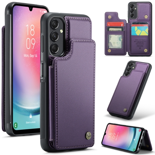 

For Samsung Galaxy A24 4G CaseMe C22 Card Slots Holder RFID Anti-theft Phone Case(Purple)