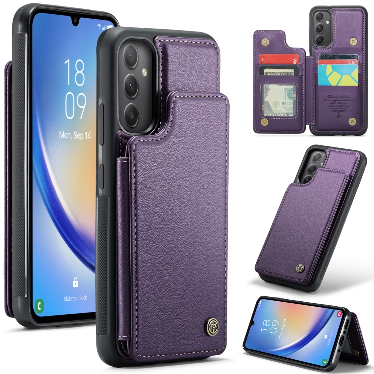 

For Samsung Galaxy A34 5G CaseMe C22 Card Slots Holder RFID Anti-theft Phone Case(Purple)
