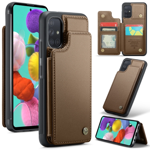 

For Samsung Galaxy A51 4G CaseMe C22 Card Slots Holder RFID Anti-theft Phone Case(Brown)