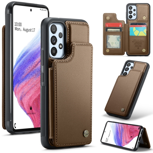 

For Samsung Galaxy A53 5G CaseMe C22 Card Slots Holder RFID Anti-theft Phone Case(Brown)