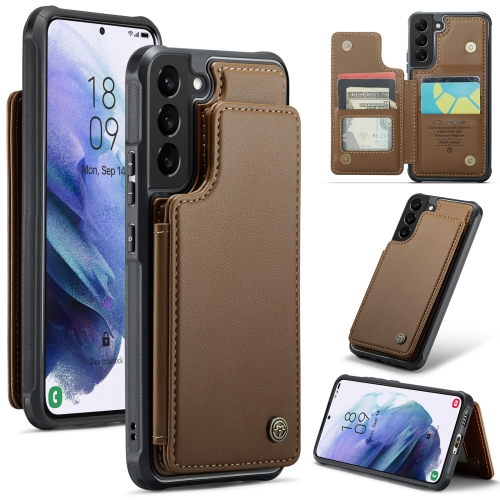 

For Samsung Galaxy S21 5G CaseMe C22 Card Slots Holder RFID Anti-theft Phone Case(Brown)