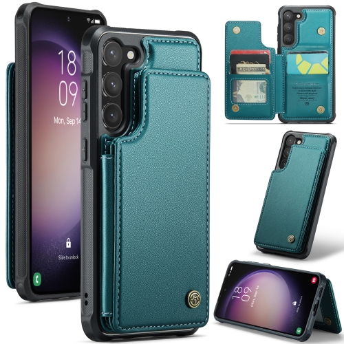 

For Samsung Galaxy S23 5G CaseMe C22 Card Slots Holder RFID Anti-theft Phone Case(Blue Green)
