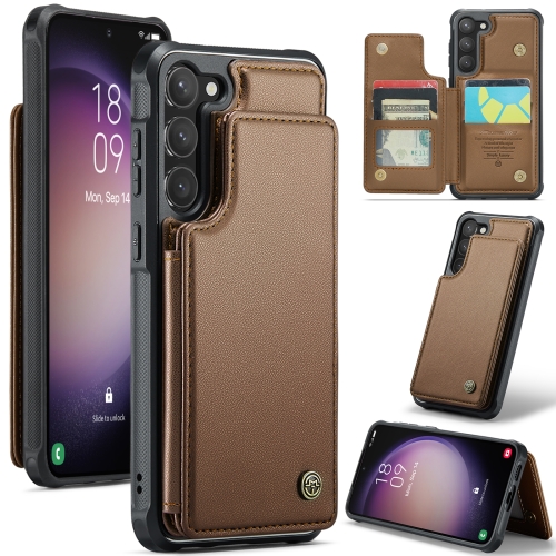 

For Samsung Galaxy S23 5G CaseMe C22 Card Slots Holder RFID Anti-theft Phone Case(Brown)