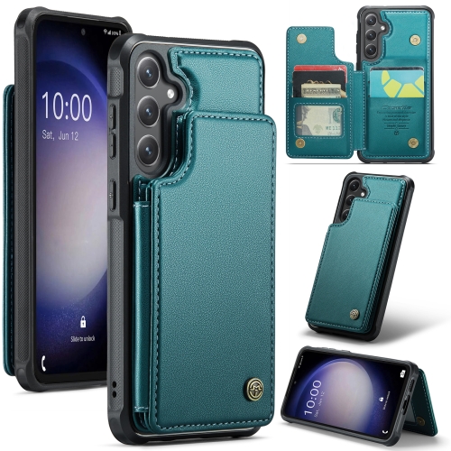 

For Samsung Galaxy S23 FE 5G CaseMe C22 Card Slots Holder RFID Anti-theft Phone Case(Blue Green)
