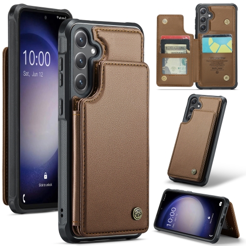 

For Samsung Galaxy S23 FE 5G CaseMe C22 Card Slots Holder RFID Anti-theft Phone Case(Brown)