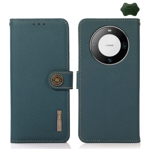 

For Huawei Mate 60 KHAZNEH Custer Genuine Leather RFID Phone Case(Green)