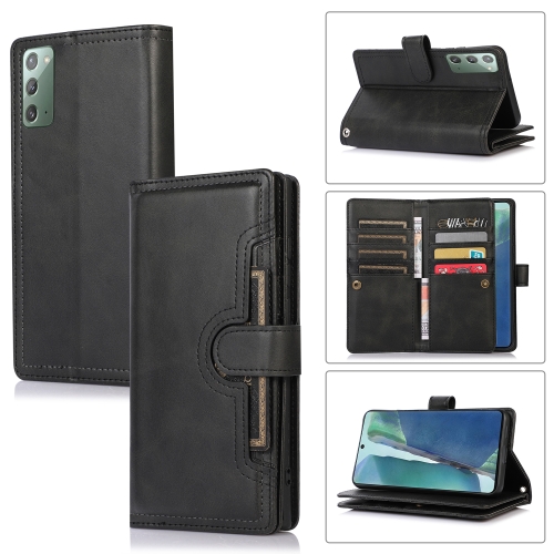 

For Samsung Galaxy Note20 Wristband Card Slot Leather Phone Case(Black)