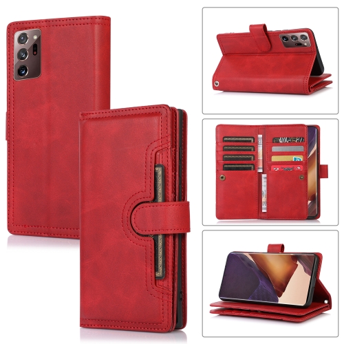 

For Samsung Galaxy Note20 Ultra Wristband Card Slot Leather Phone Case(Red)