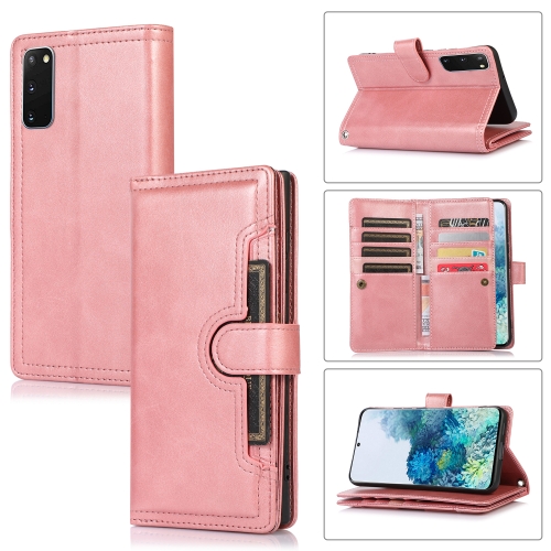 

For Samsung Galaxy S20 Wristband Card Slot Leather Phone Case(Rose Gold)