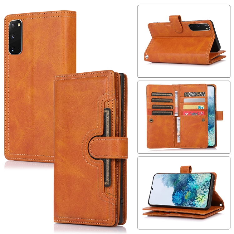 

For Samsung Galaxy S20+ Wristband Card Slot Leather Phone Case(Brown)