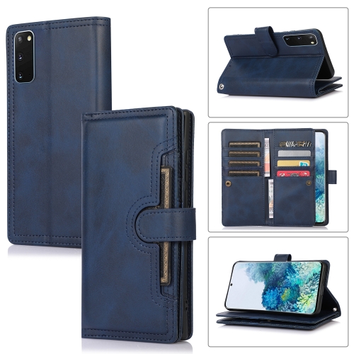 

For Samsung Galaxy S20+ Wristband Card Slot Leather Phone Case(Blue)