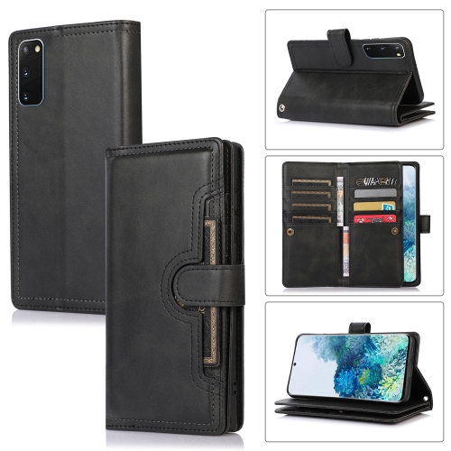 

For Samsung Galaxy S20+ Wristband Card Slot Leather Phone Case(Black)