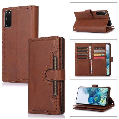 

For Samsung Galaxy S20+ Wristband Card Slot Leather Phone Case(Coffee)