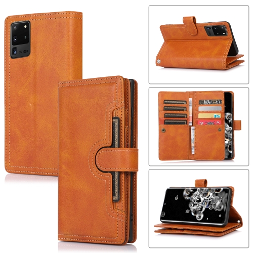 

For Samsung Galaxy S20 Ultra Wristband Card Slot Leather Phone Case(Brown)