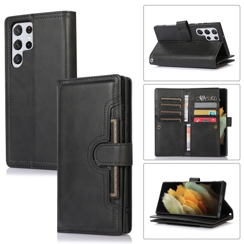 

For Samsung Galaxy S21 Ultra 5G Wristband Card Slot Leather Phone Case(Black)