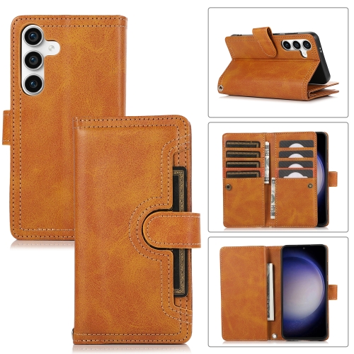 

For Samsung Galaxy S24 5G Wristband Card Slot Leather Phone Case(Brown)