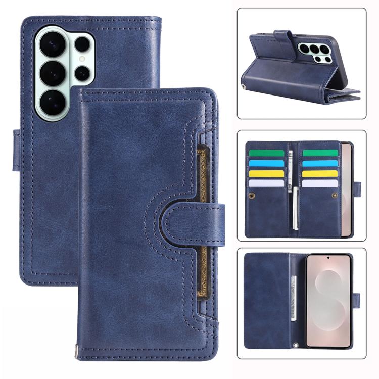 

For Samsung Galaxy S26 Ultra 5G Wristband Card Slot Leather Phone Case(Blue)