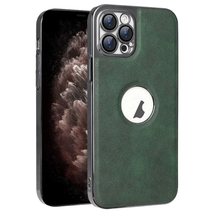 

For iPhone 11 Pro Max Electroplated Leather Texture PU + PC Phone Case(Green)