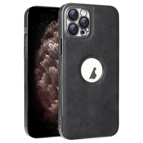 

For iPhone 11 Pro Max Electroplated Leather Texture PU + PC Phone Case(Black)