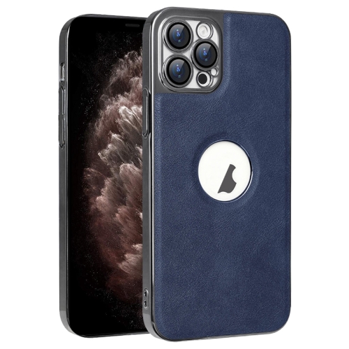 

For iPhone 11 Pro Max Electroplated Leather Texture PU + PC Phone Case(Blue)