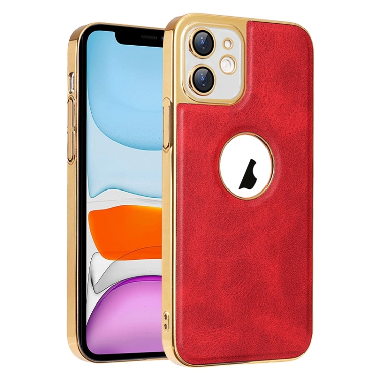 

For iPhone 11 Electroplated Leather Texture PU + PC Phone Case(Red)