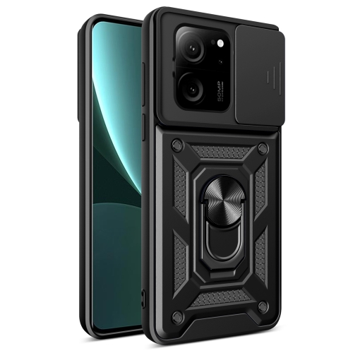 

For Xiaomi 13T/13T Pro/Redmi K60 Ultra Sliding Camera Cover Design TPU Hybrid PC Phone Case(Black)