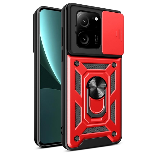 

For Xiaomi 13T/13T Pro/Redmi K60 Ultra Sliding Camera Cover Design TPU Hybrid PC Phone Case(Red)