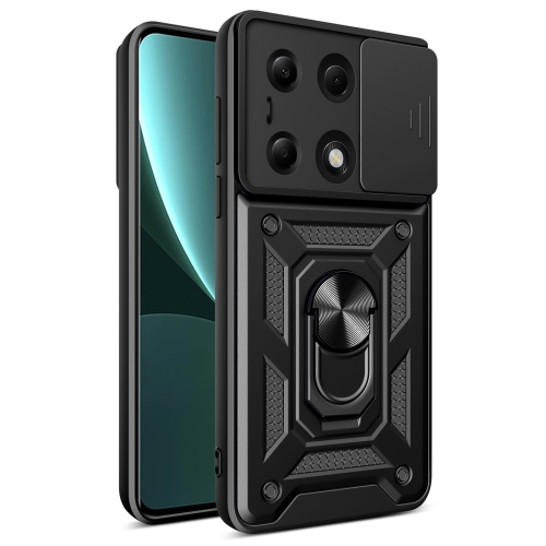 

For Xiaomi Redmi Note 13 Pro 4G Global Sliding Camera Cover Design TPU Hybrid PC Phone Case(Black)