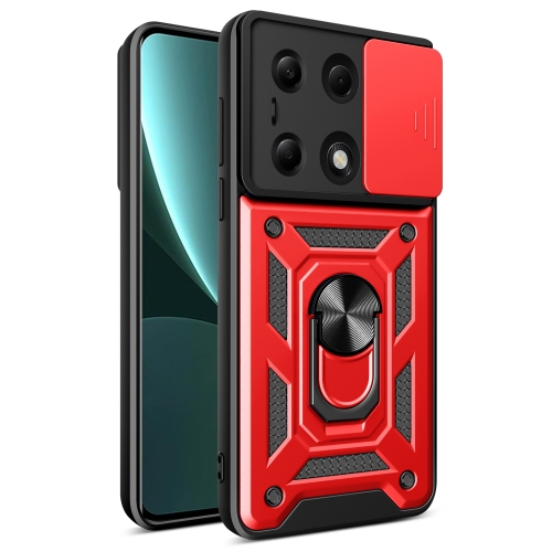 

For Xiaomi Redmi Note 13 Pro 4G Global Sliding Camera Cover Design TPU Hybrid PC Phone Case(Red)