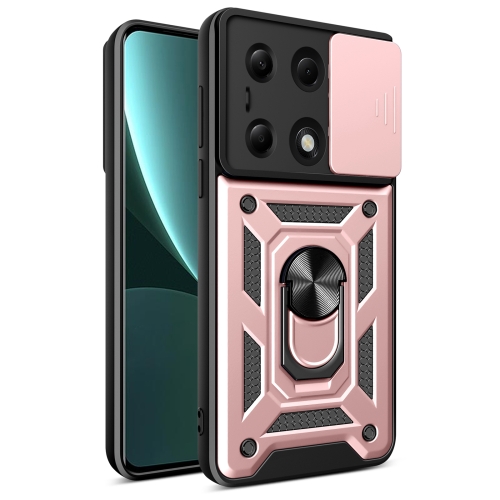 

For Xiaomi Redmi Note 13 Pro 4G Global Sliding Camera Cover Design TPU Hybrid PC Phone Case(Rose Gold)