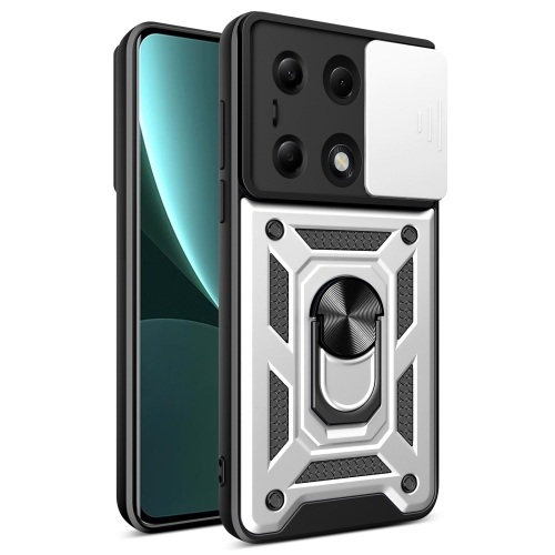 

For Xiaomi Redmi Note 13 Pro 4G Global Sliding Camera Cover Design TPU Hybrid PC Phone Case(Silver)