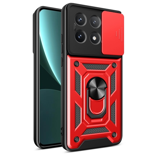 

For Xiaomi Poco X6 Pro Sliding Camera Cover Design TPU Hybrid PC Phone Case(Red)