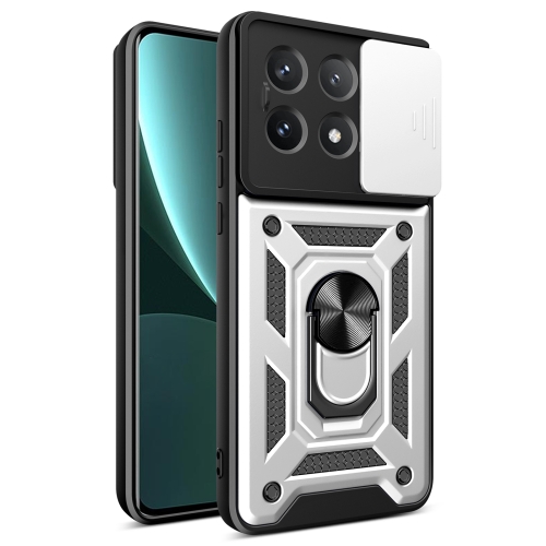 

For Xiaomi Poco X6 Pro Sliding Camera Cover Design TPU Hybrid PC Phone Case(Silver)