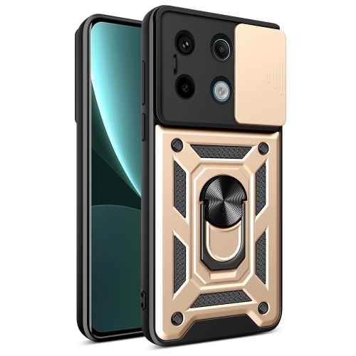 

For Xiaomi Redmi Note 13 Pro 5G Sliding Camera Cover Design TPU Hybrid PC Phone Case(Gold)