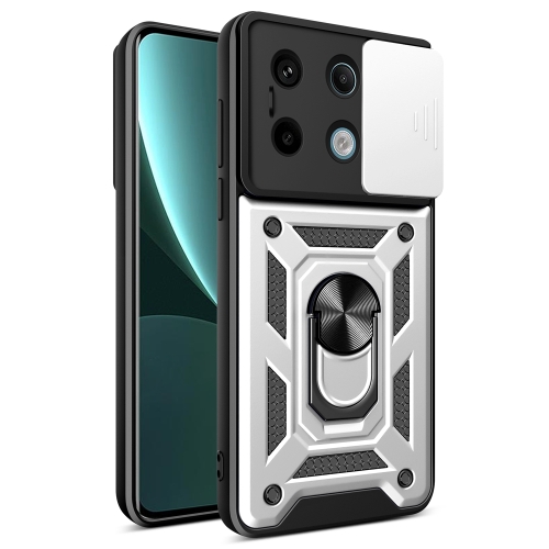 

For Xiaomi Redmi Note 13 Pro 5G Sliding Camera Cover Design TPU Hybrid PC Phone Case(Silver)