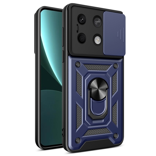 

For Xiaomi Redmi Note 13 5G Sliding Camera Cover Design TPU Hybrid PC Phone Case(Blue)