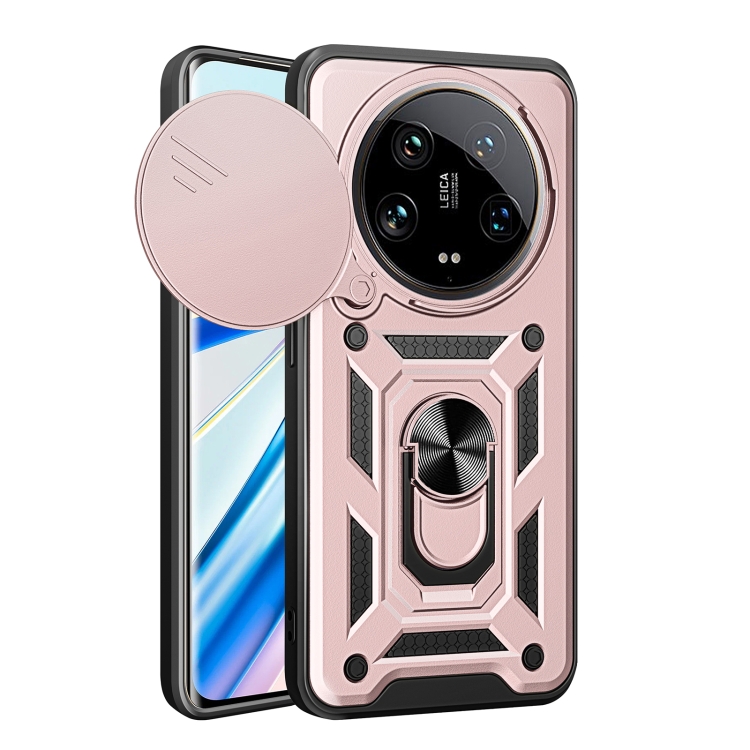 

For Xiaomi 14 Ultra Sliding Camera Cover Design TPU Hybrid PC Phone Case(Rose Gold)