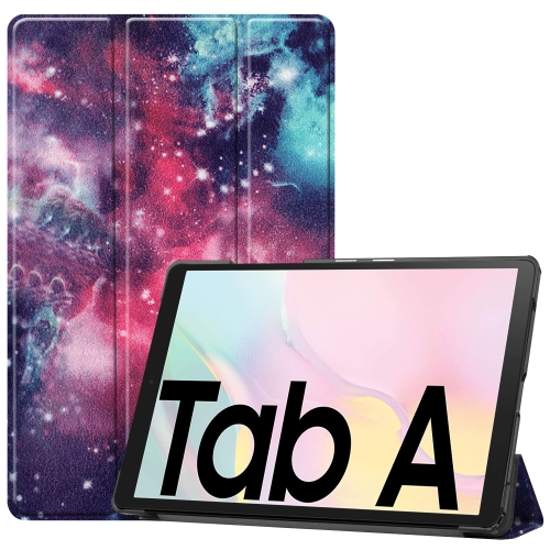 

For Samsung Galaxy Tab A7 2020 T500 Colored Drawing Pattern Horizontal Flip Leather Case with Three-folding Holder & Sleep / Wake-up Function(Milky Way Nebula)