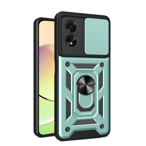 

For OPPO A38 4G Global Sliding Camera Cover Design TPU Hybrid PC Phone Case(Mint Green)