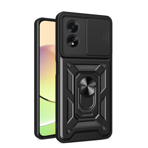 

For OPPO A38 4G Global Sliding Camera Cover Design TPU Hybrid PC Phone Case(Black)