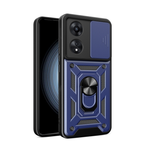 

For OPPO A58 4G Global Sliding Camera Cover Design TPU Hybrid PC Phone Case(Blue)