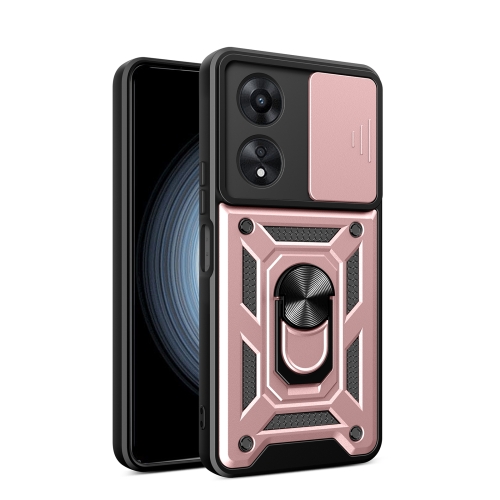 

For OPPO A58 4G Global Sliding Camera Cover Design TPU Hybrid PC Phone Case(Rose Gold)